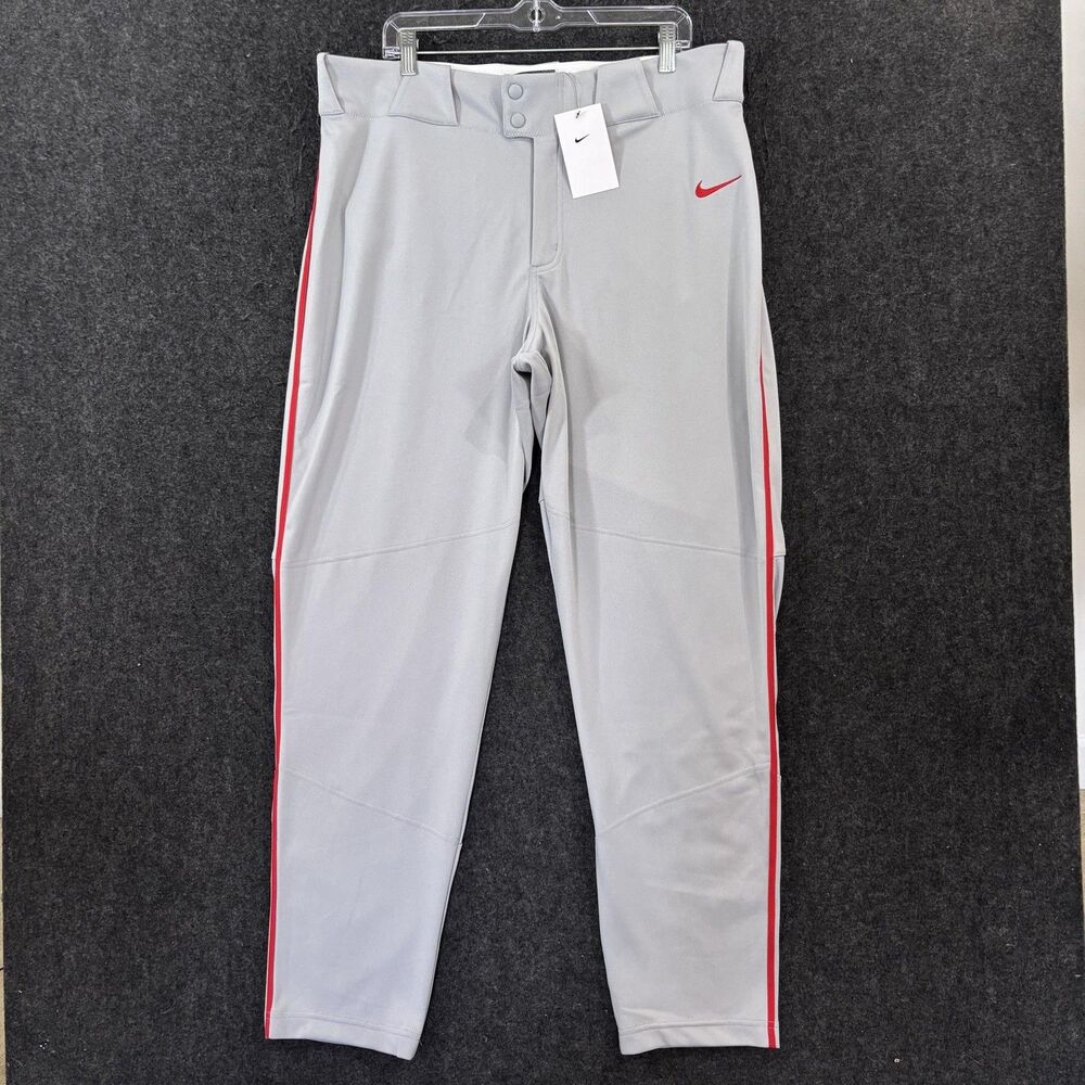 Nike Vapor Select Team Baseball Pants Men's XL Gray Red Side Stripe BQ5489-053